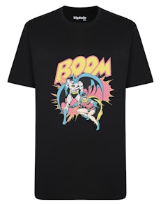 Bigdude Offizielles T-Shirt mit Batman- und Robin-Aufdruck, Schwarz